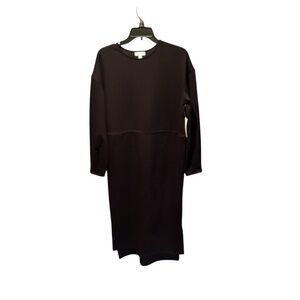 Nordstrom Women's Long Sleeve Shift Midi Dress in Black Small NWT